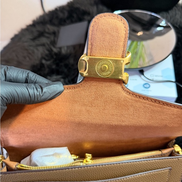 Coach Brown Leather Shoulder Bag with Gold Accents - Picture 13 of 14